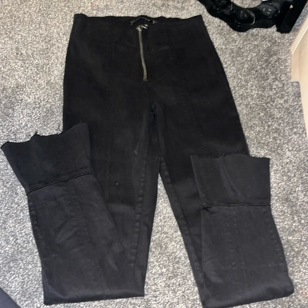 zara skinny pants with flare ankles